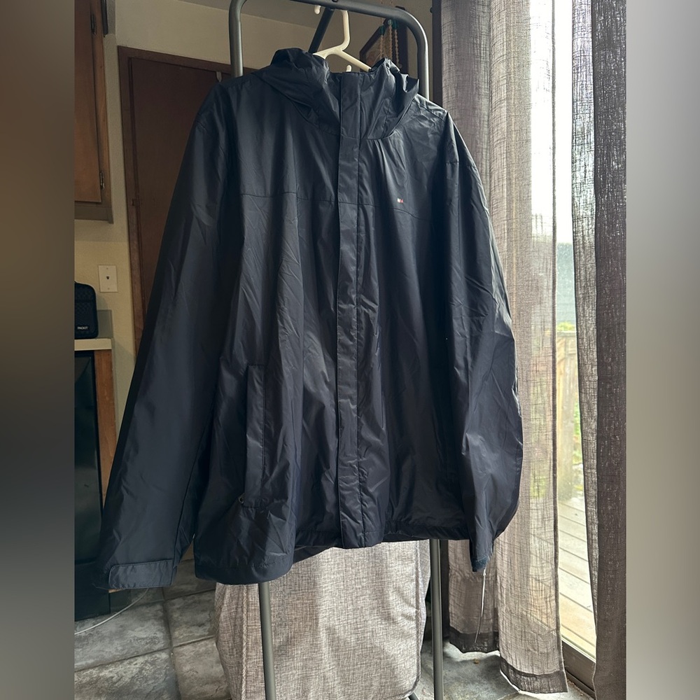 Men's Navy Blue Tommy Hilfiger Hooded Rain Jacket XXL New With Tags